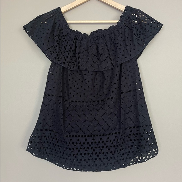 {Hale Bob} Eyelet Off The Shoulder Top in Black - Womens XS - NWT - Picture 4 of 10